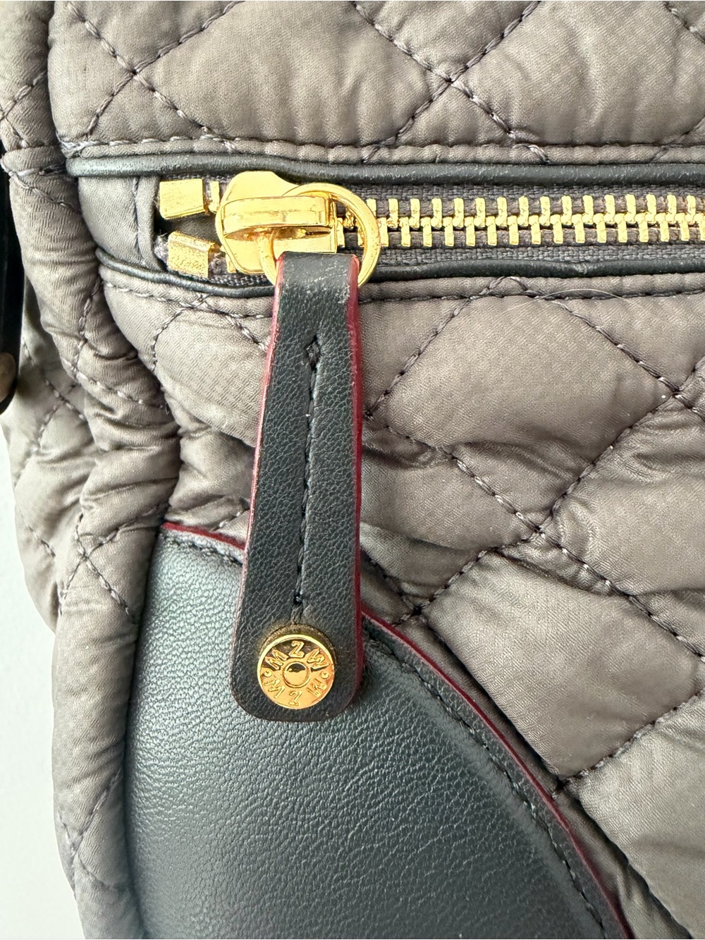 MZ Wallace Quilted Grey Shoulder Bag with Gold Hardware - Picture 3 of 10